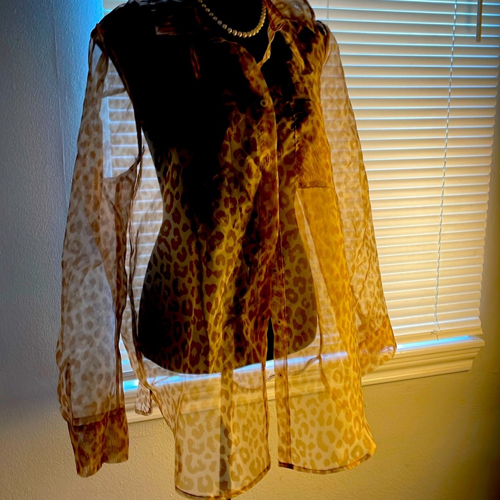 This Rachel Zoe Sheer Blouse in leopard print is soft and feminine